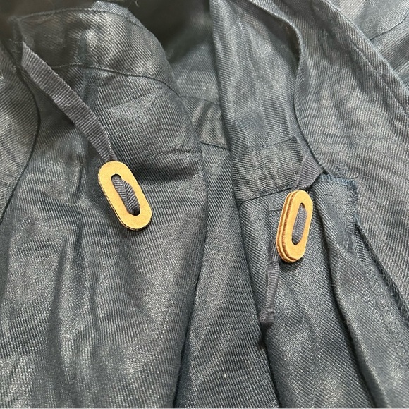 Lauren Ralph Lauren Dark Navy Blue 100% Linen Hooded Jacket Size Petite Small - Picture 9 of 11